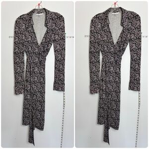 Diane von FURSTENBERG Floral Wrap Dress - Black and Pink